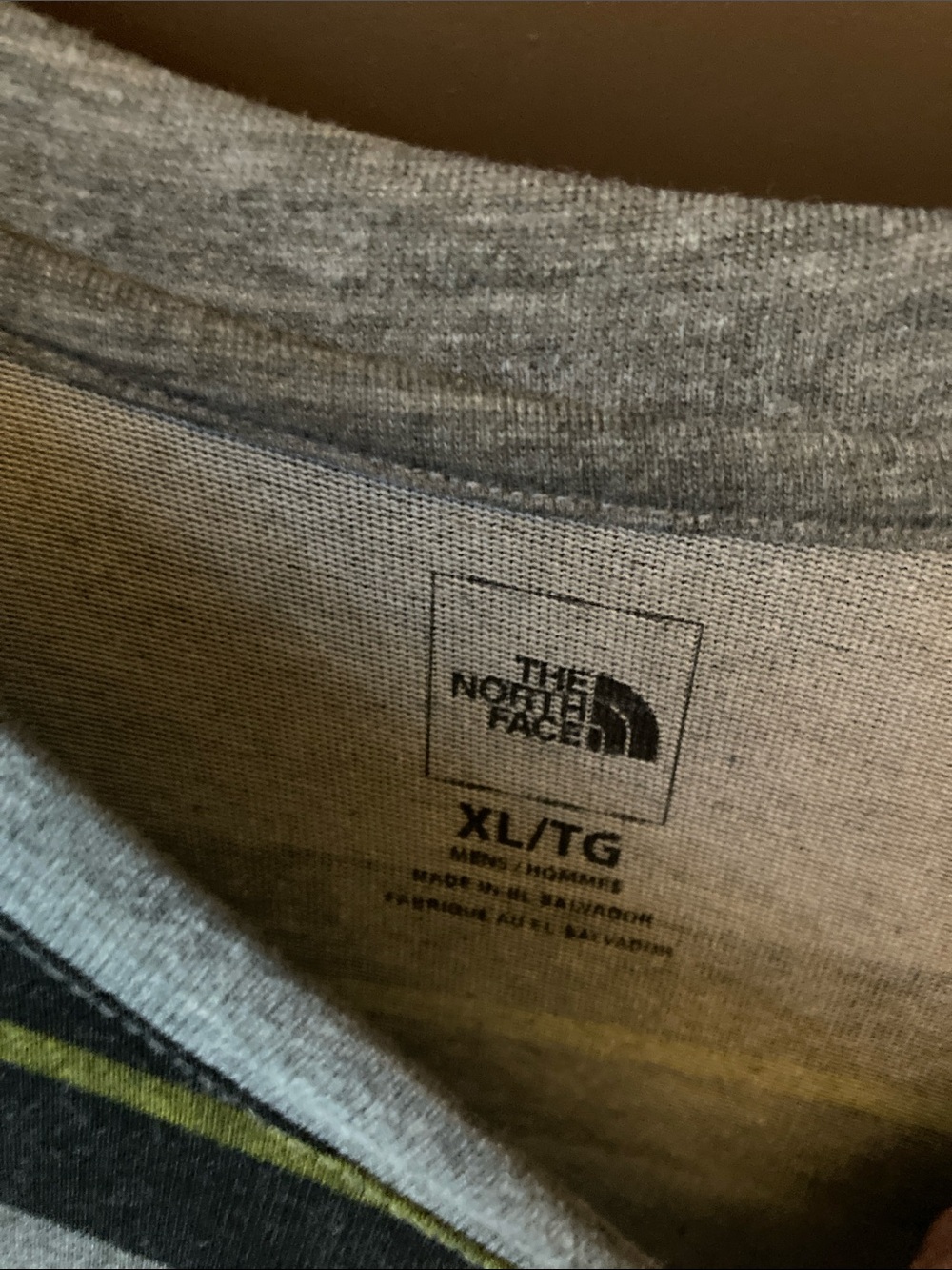 The North Face Grey Striped Pocket Tee with Black and Olive Accents - Picture 3 of 4